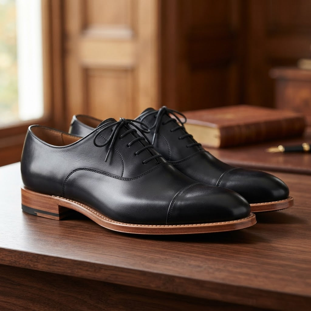 Savile Leather Oxford Shoes (Black Calf)